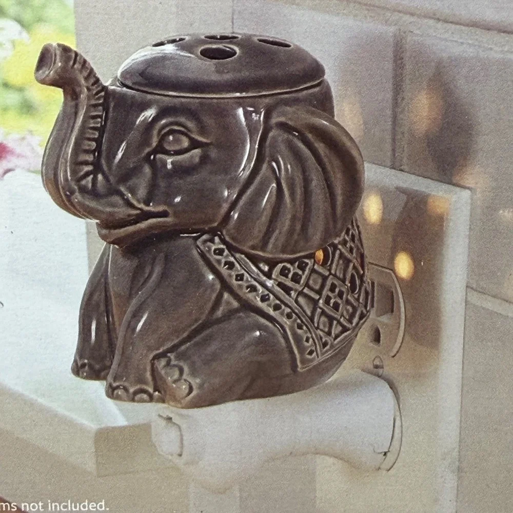 Better Homes & Gardens Elephant Scented Wax Accent Warmer Ceramic Grey Plug-In